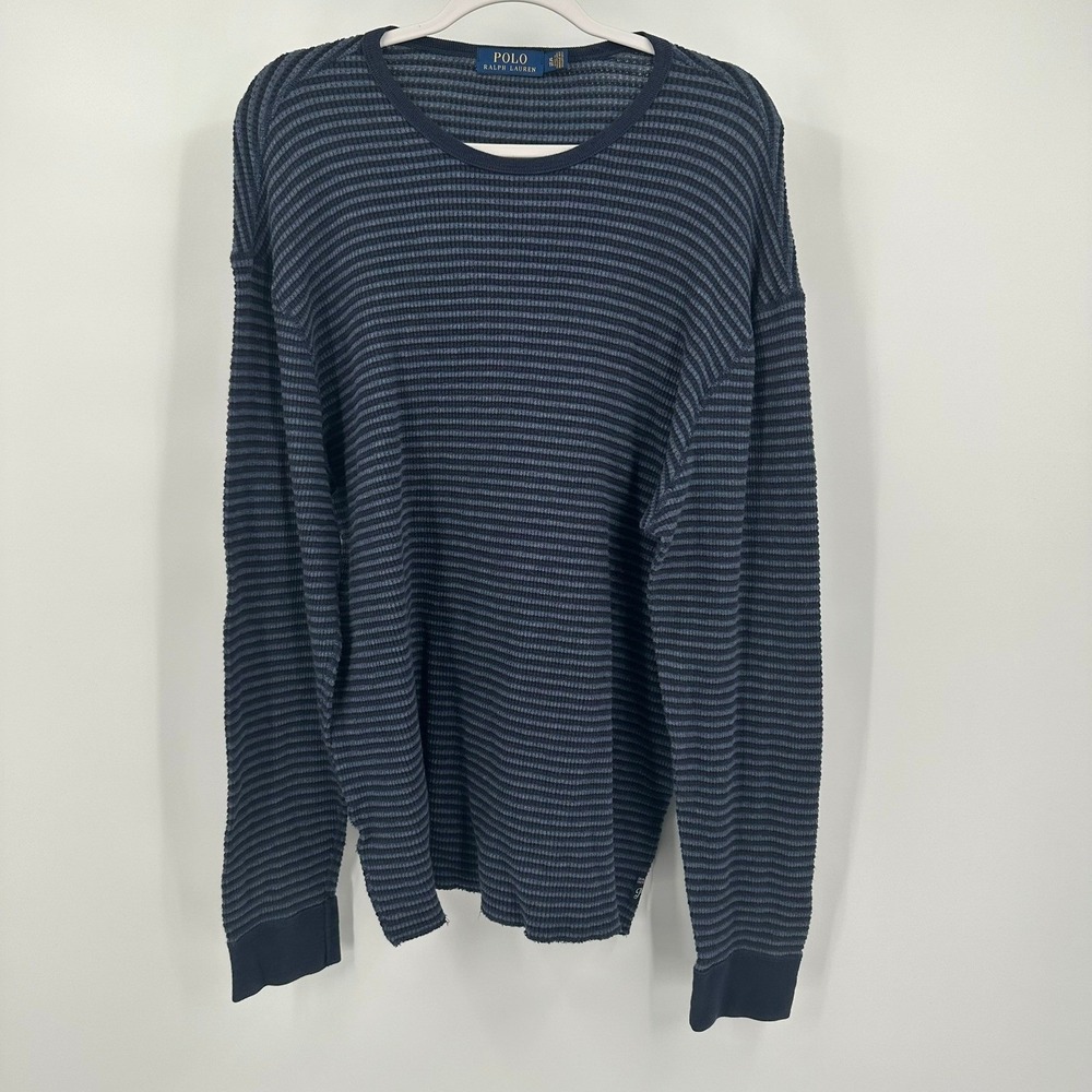 Polo Ralph Lauren Mens Preppy Thermal Henley Shirt Size XL Heritage Waffle Knit